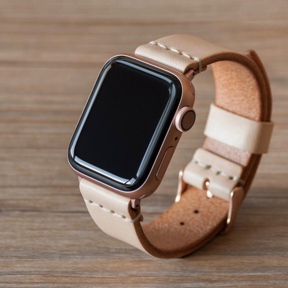 Apple Watch 42mm Genuine Leather Straps Tan/Cream